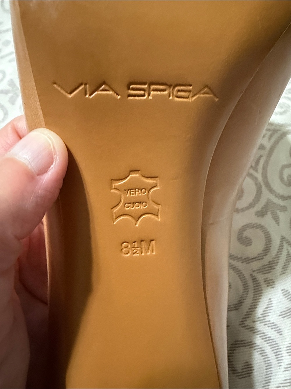 Via Spiga Tan Peep-Toe 3.5” Stiletto Heels Orange Insole Size 8.5 - Picture 7 of 11